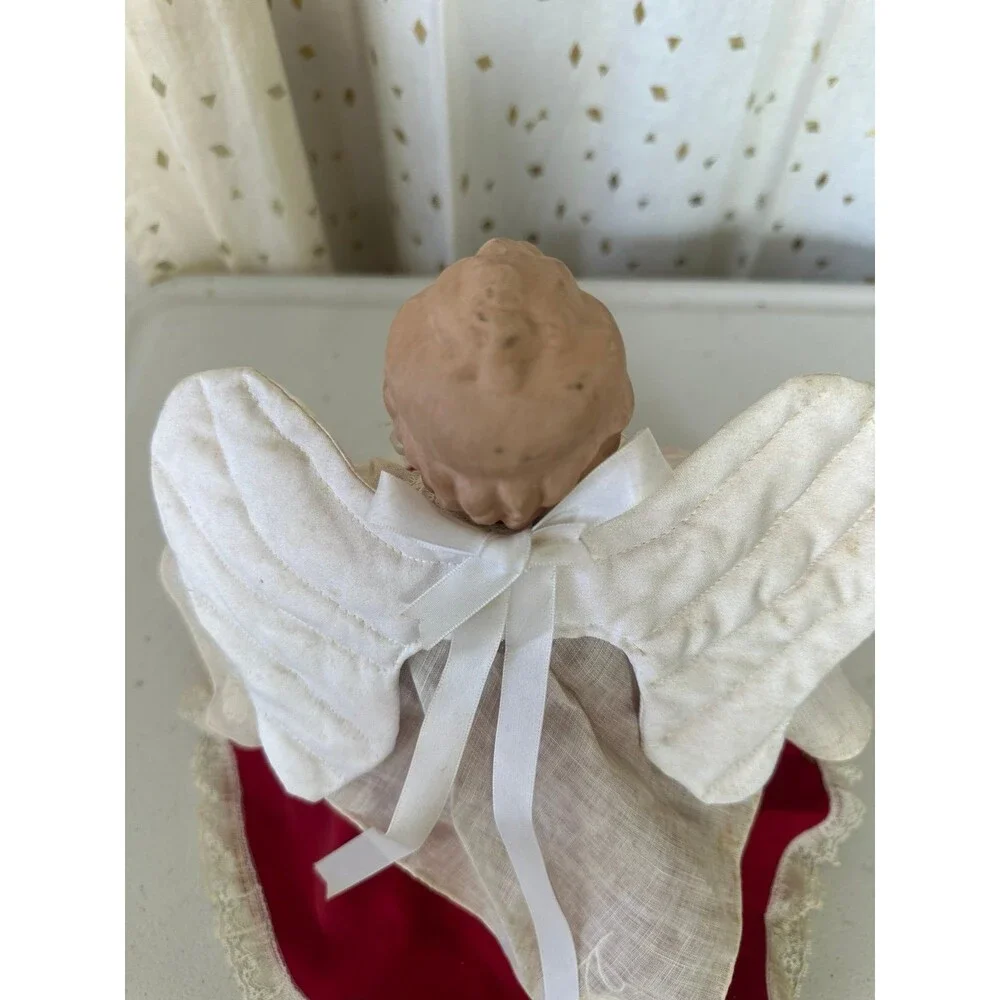 Vintage 1985 Handmade Handcrafted Christmas Angel Tree Topper June Stockton